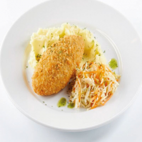 Куриная котлета с сыром и картофельным пюре